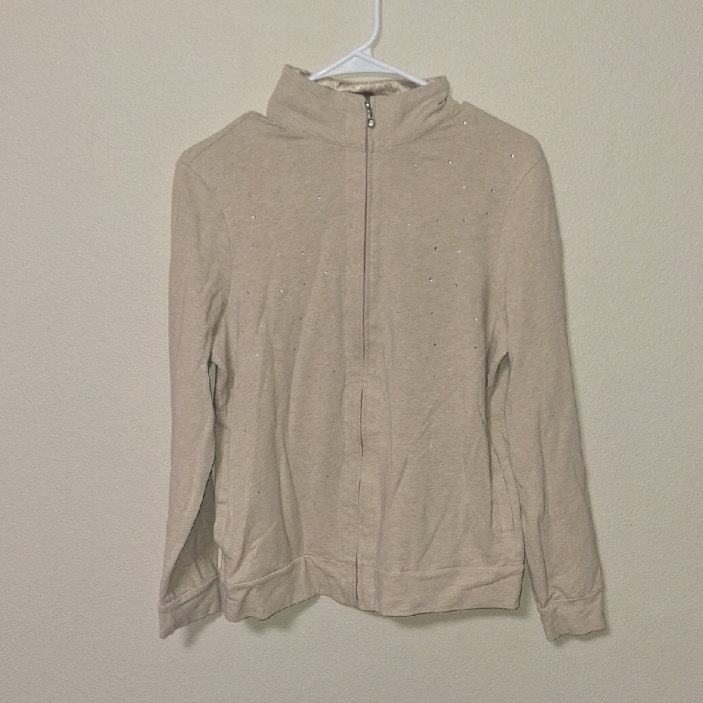 Jaclyn Smith Beige Bomber Jacket